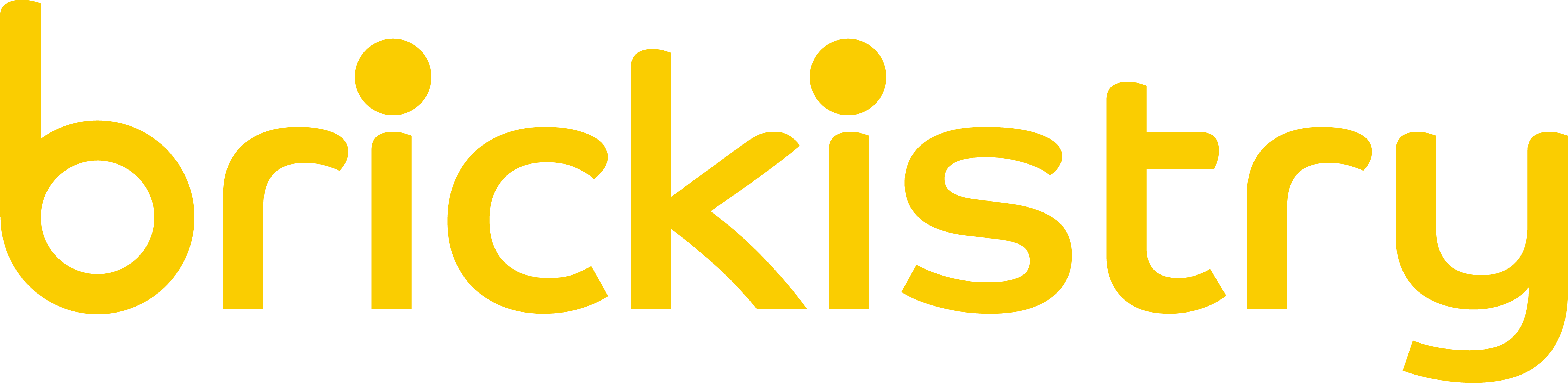 Brickistry logo in yellow color.